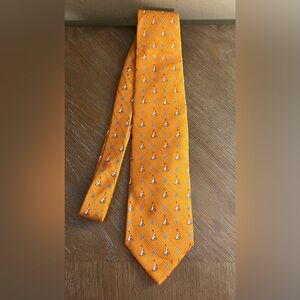 Brooks Brothers Stain Resistant Nautical 100% Silk Tie Orange Sailboat Rope